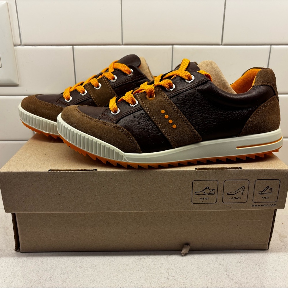 NEW Ecco Junior Street Golf Shoes - Sepia and Bison Size 6.5